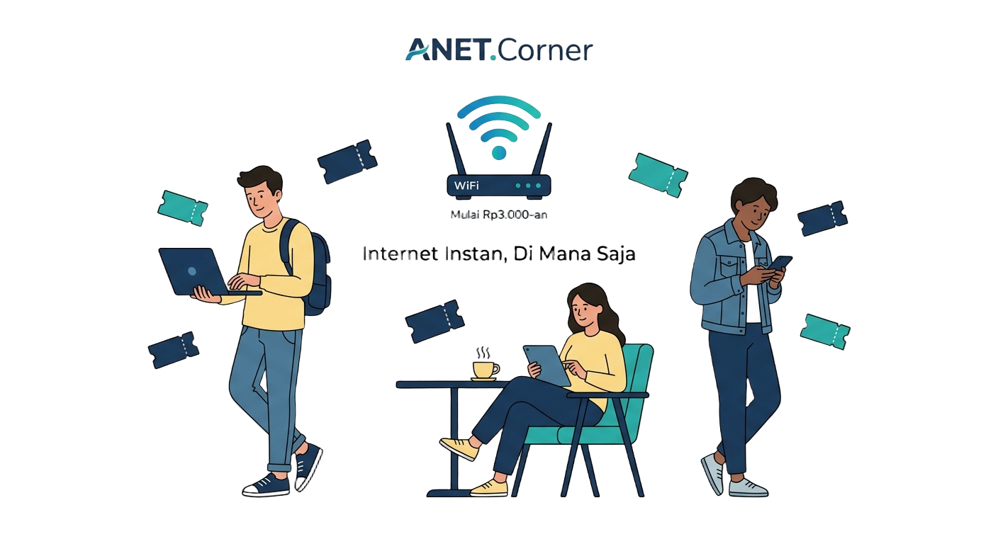 Ilustrasi layanan ANET.Corner voucher WiFi